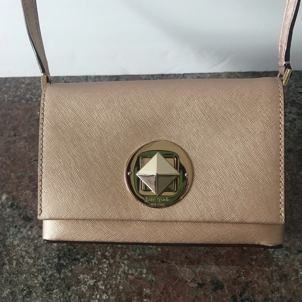 Kate spade rose gold metallic crossbody bag